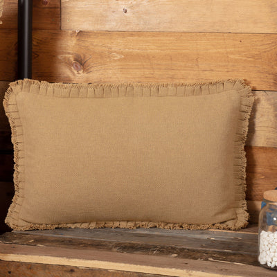 Burlap Natural Ruffled Pillow 14x22" - Primitive Star Quilt Shop