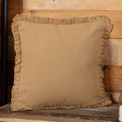 Burlap Natural Ruffled Pillow 18" Filled - Primitive Star Quilt Shop