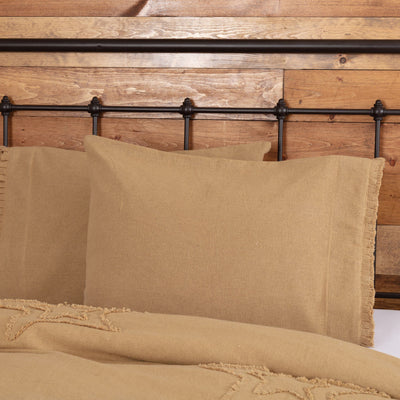 Burlap Natural Ruffled Standard Pillow Case - Set of 2 - Primitive Star Quilt Shop