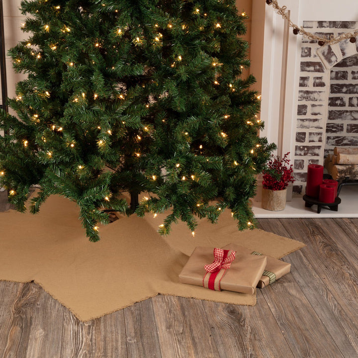 21" Natural Burlap Ruffled Christmas Tree Skirt - 100% Cotton (VHC Brands)