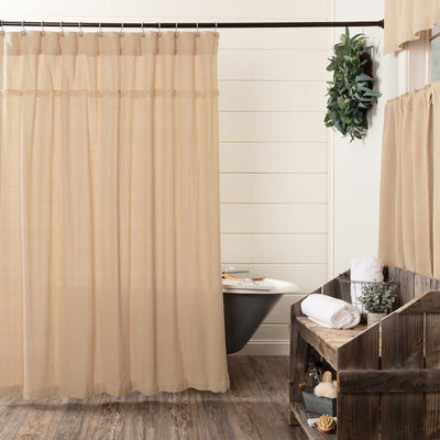 Burlap Vintage Shower Curtain - Primitive Star Quilt Shop