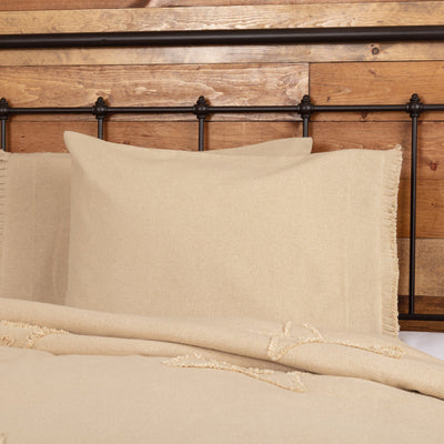 Burlap Vintage Ruffled Standard Pillow Case - Set of 2 - Primitive Star Quilt Shop