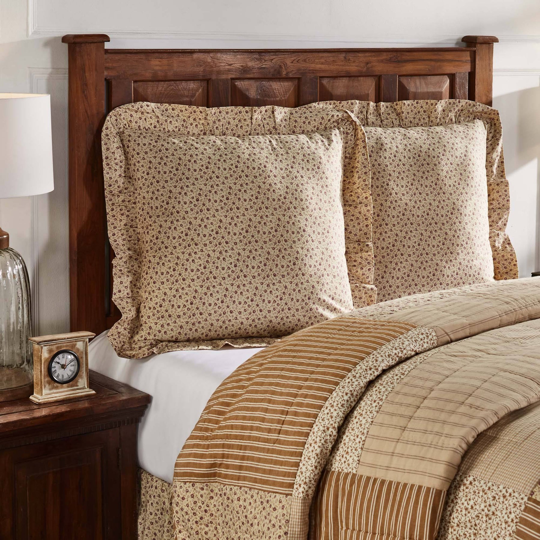 VHC Brands Euro Sham Abilene Star 66x66 Cm – Federa Quadrata Patchwork In Cotone, Stile Rustico Lodge, Marrone Scuro