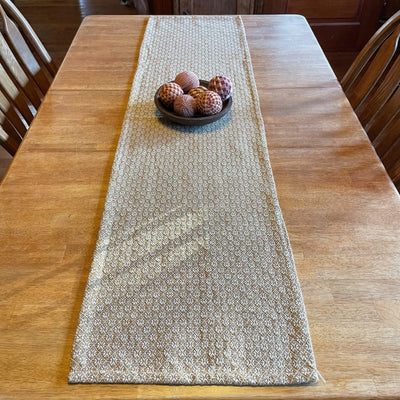 Cherry Blossom Mustard and Creme Woven Table Runner 56" - Primitive Star Quilt Shop
