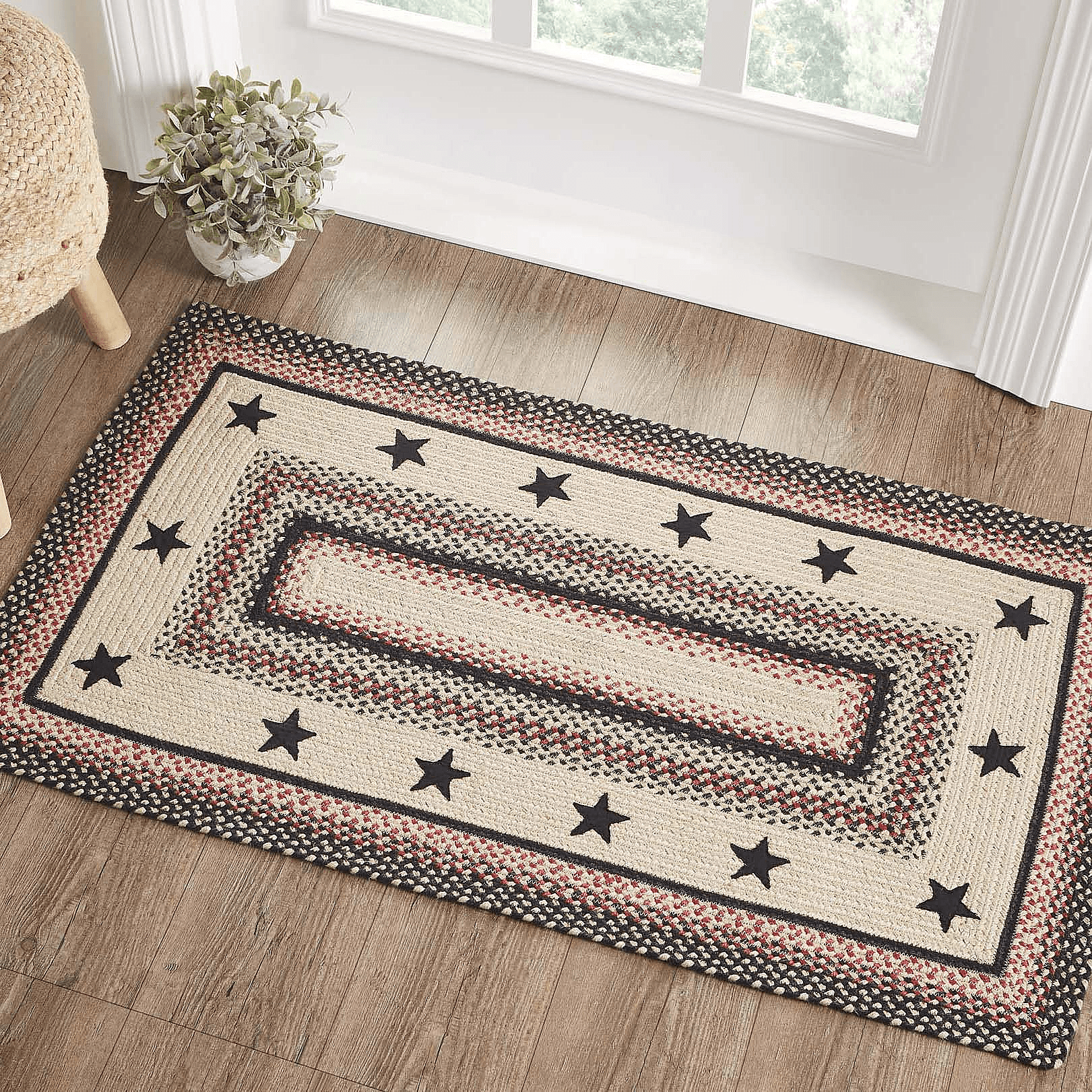 Colonial Star Rectangle Braided Rug 27x48