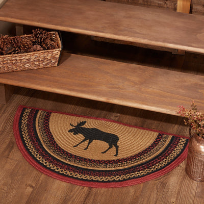 Cumberland Moose Half Circle Braided Rug 16.5x33" - Primitive Star Quilt Shop