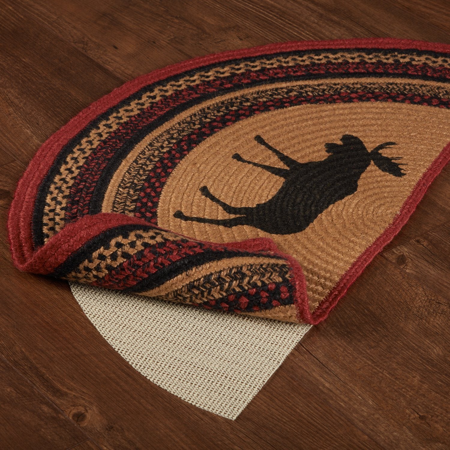 Cumberland Moose Half Circle Braided Rug 16.5x33