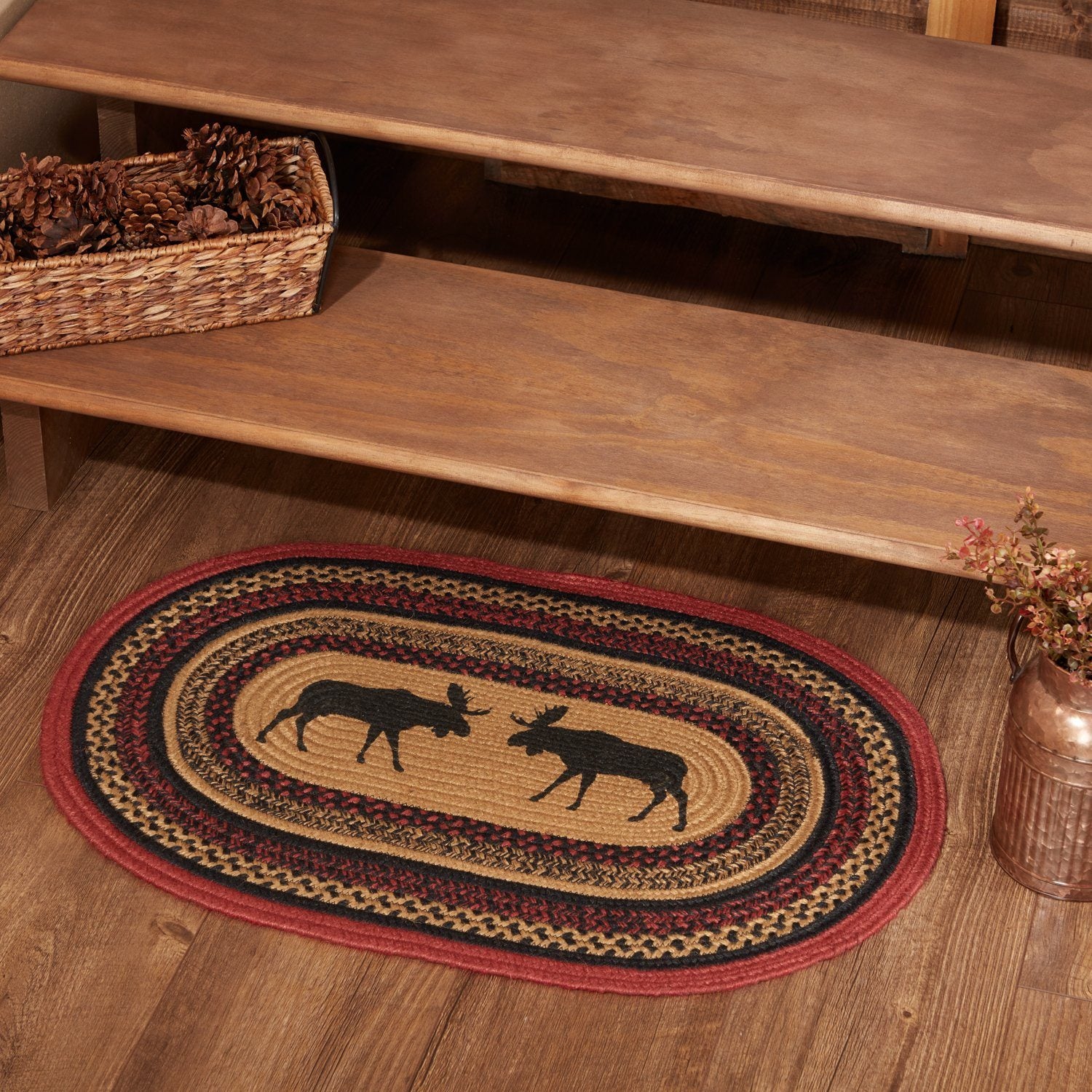 Cumberland Moose Oval Braided Rug 20x30