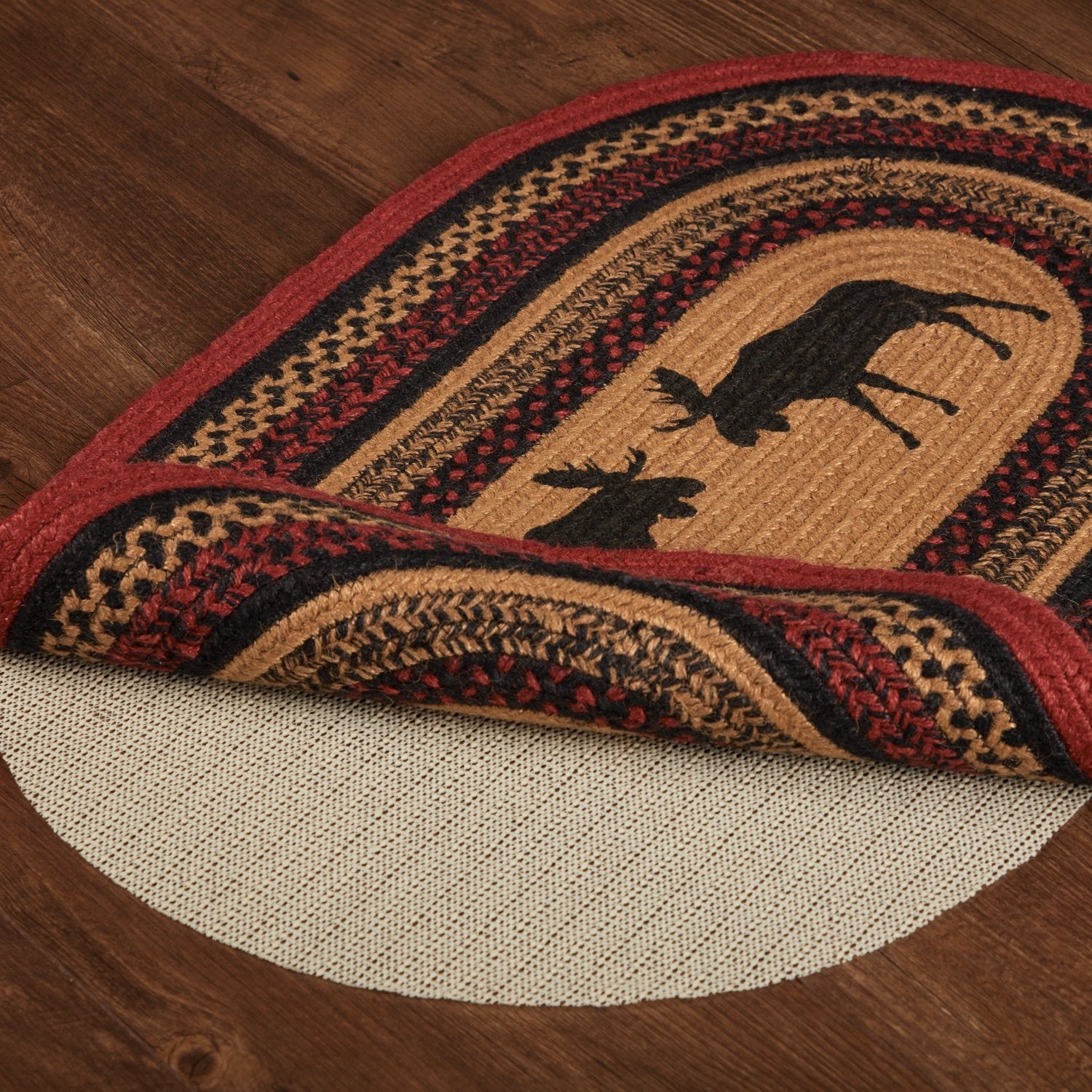 Cumberland Moose Oval Braided Rug 20x30
