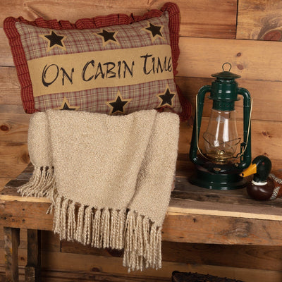 Dawson Star "On Cabin Time" Pillow 14x22" Filled Default - Primitive Star Quilt Shop