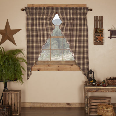 Dawson Star Scalloped Lined Prairie Curtains 63" Default - Primitive Star Quilt Shop