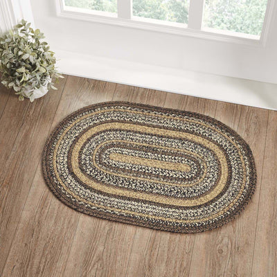 Espresso Oval Braided Rug 20x30" - with Pad Default - Primitive Star Quilt Shop