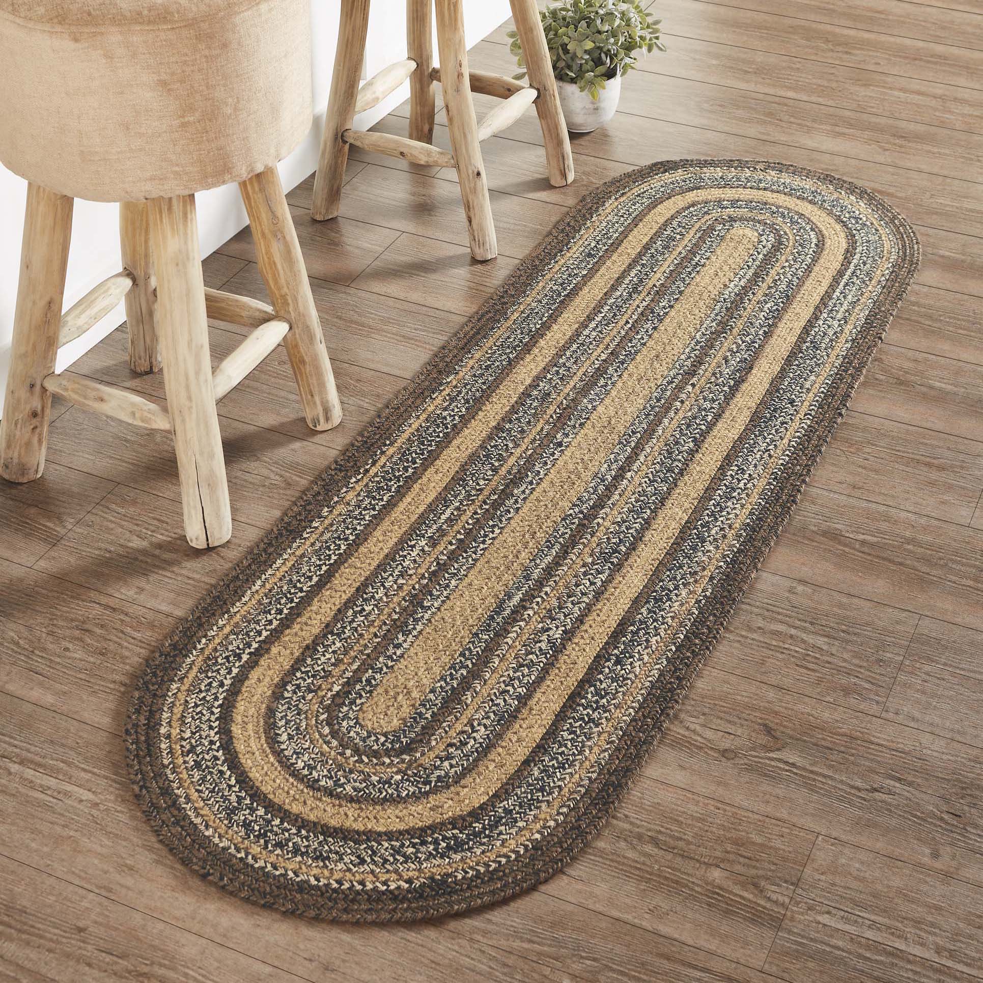 Espresso Oval Braided Rug 22x72
