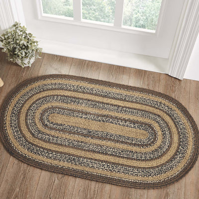 Espresso Oval Braided Rug 27x48" - with Pad Default - Primitive Star Quilt Shop