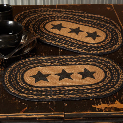 Farmhouse Star Stencil Braided Placemat 12x18" - Set of 6 - Primitive Star Quilt Shop