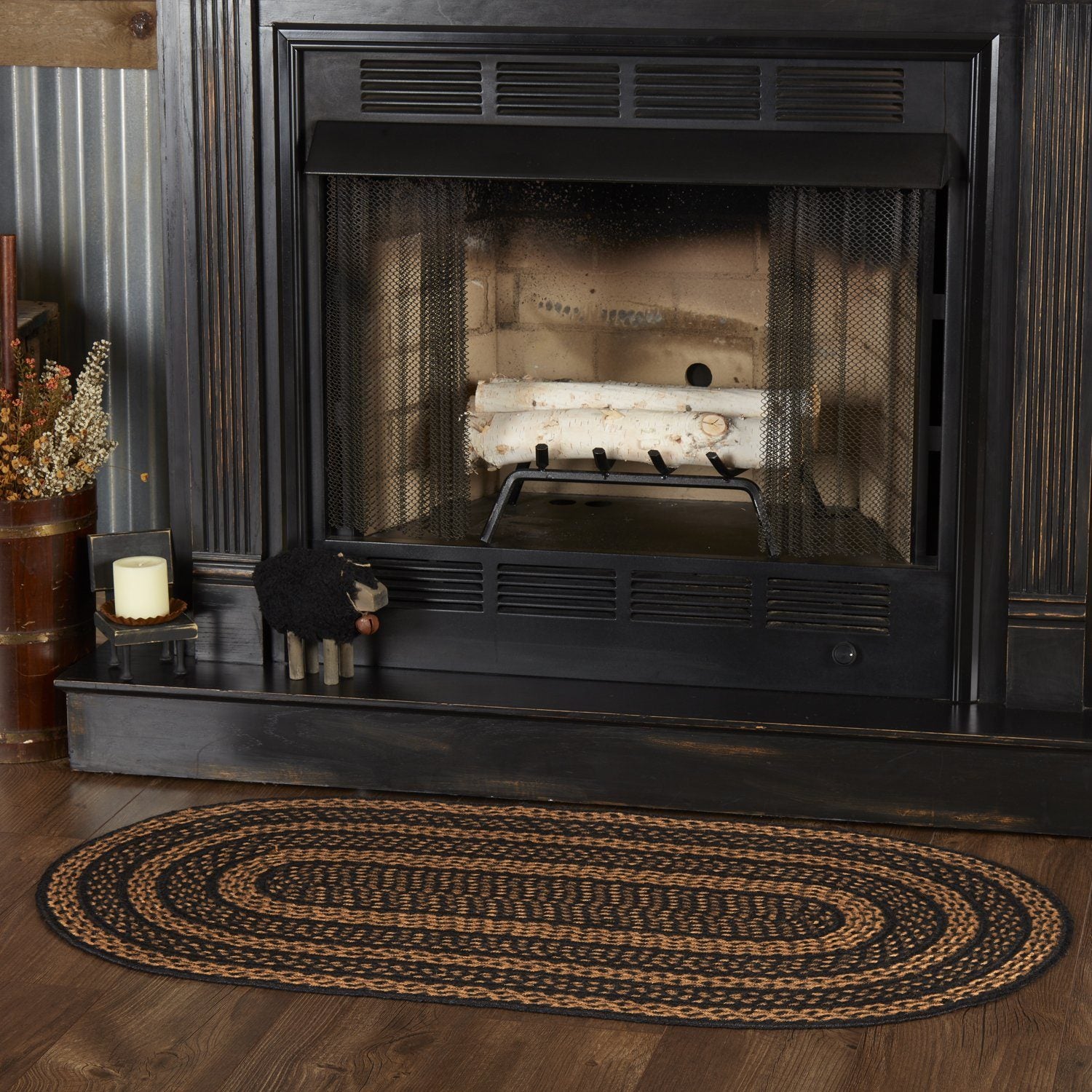 Farmhouse Star Oval Braided Rug 27x48