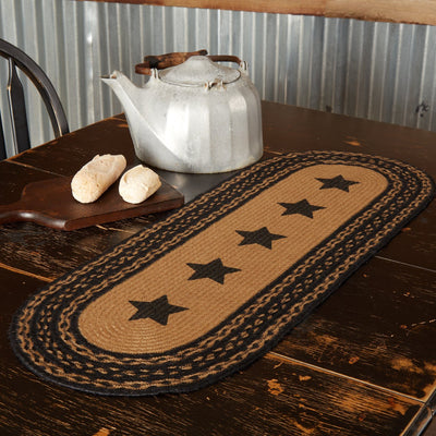 Farmhouse Star Stencil Braided Runner 13x36" - Primitive Star Quilt Shop