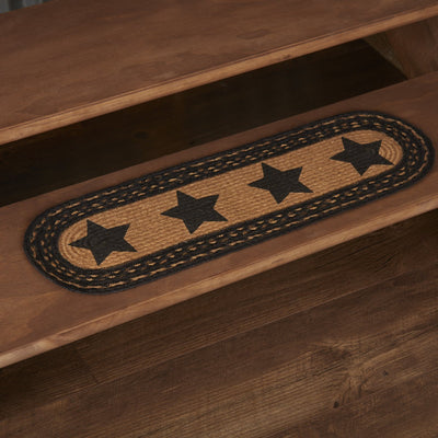 Farmhouse Star Stencil Star Oval Braided Stair Tread Latex Backed 8.5x27" - Primitive Star Quilt Shop