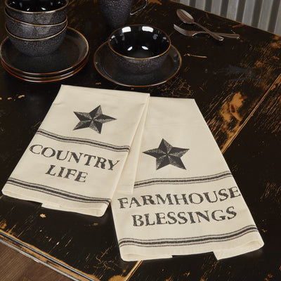 Farmhouse Star Country Life Tea Towel - Set of 2 - Primitive Star Quilt Shop