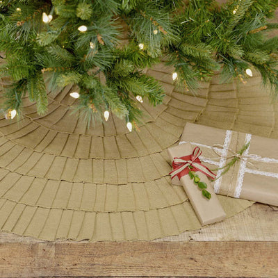 Festive Burlap Natural Ruffled Tree Skirt 48" - Primitive Star Quilt Shop