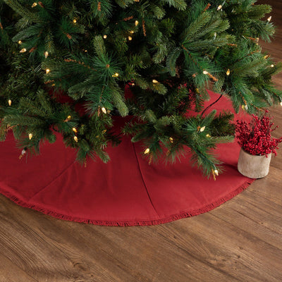 Festive Burlap Red Tree Skirt 48" - Primitive Star Quilt Shop