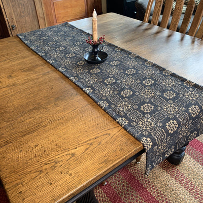 Gettysburg Black and Tan Woven Table Runner 56" - Primitive Star Quilt Shop