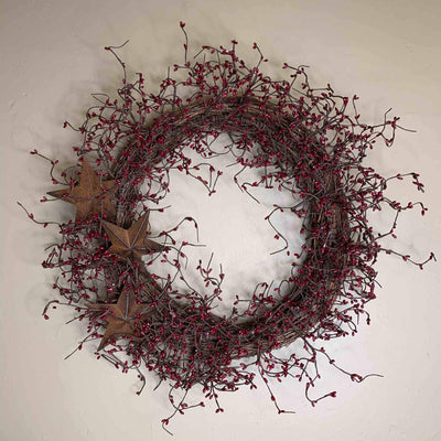 20" Grapevine Wreath with 5" Stars - Primitive Star Quilt Shop