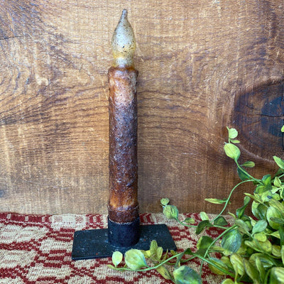 Grungy Battery Timer Taper Candle - Mustard 6" - Primitive Star Quilt Shop