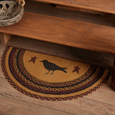 Heritage Farms Crow Half Circle Braided Rug 16.5x33" - Primitive Star Quilt Shop