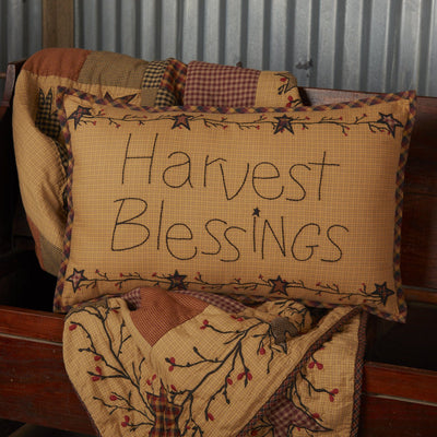 Heritage Farms Harvest Blessings Pillow 14x22" Filled - Primitive Star Quilt Shop