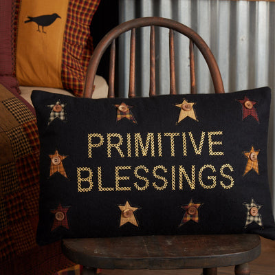 Heritage Farms Primitive Blessings Pillow 14x22" Filled - Primitive Star Quilt Shop