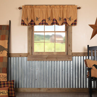 Heritage Farms Primitive Star and Pip Layered Lined Valance 72" - Primitive Star Quilt Shop