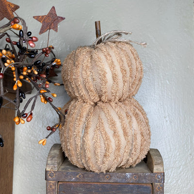 Mini Dusty Orange Chenille Pumpkin Stack - Primitive Star Quilt Shop