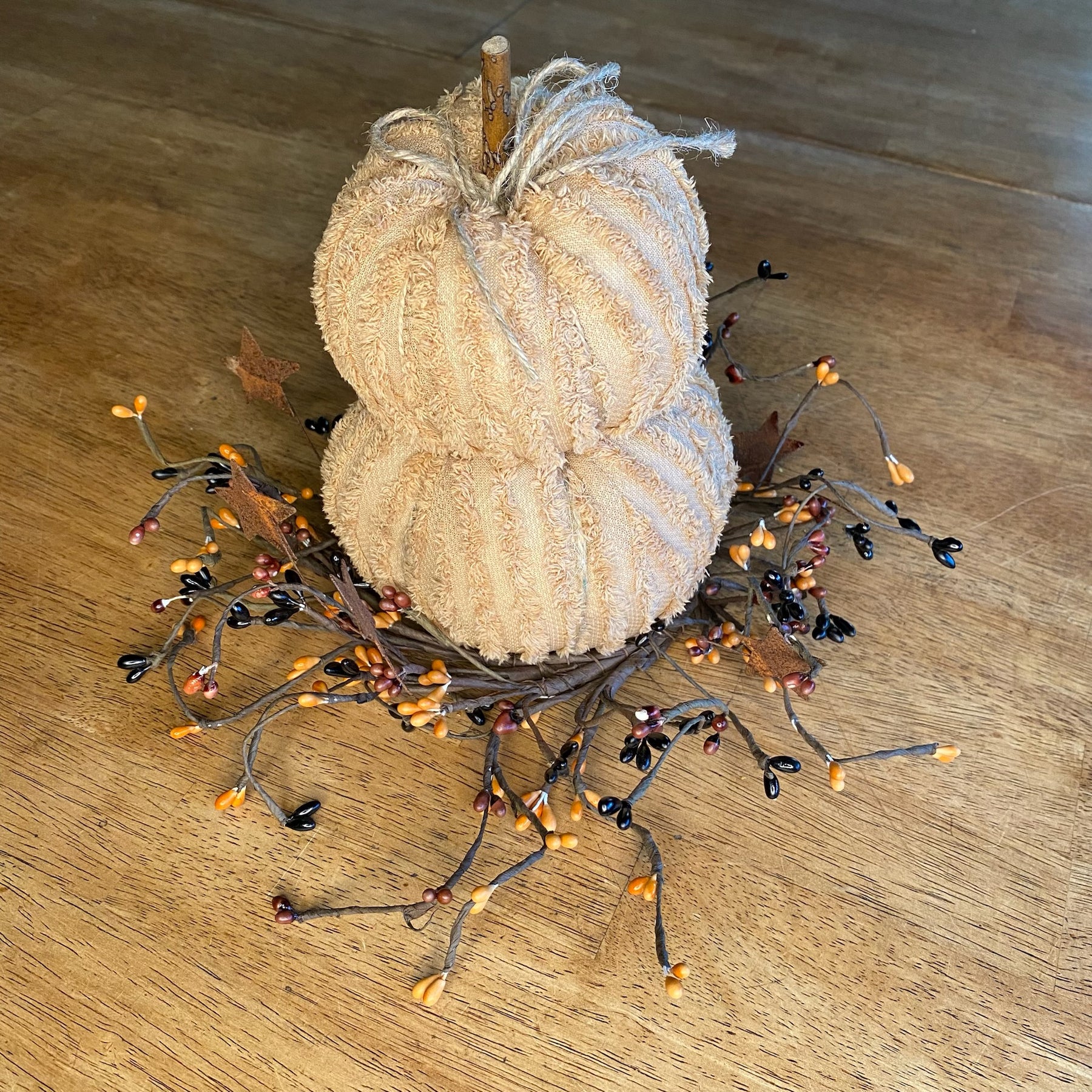 Mini Pumpkin Stack CWI Mini Dusty Orange Chenille Pumpkin Stack