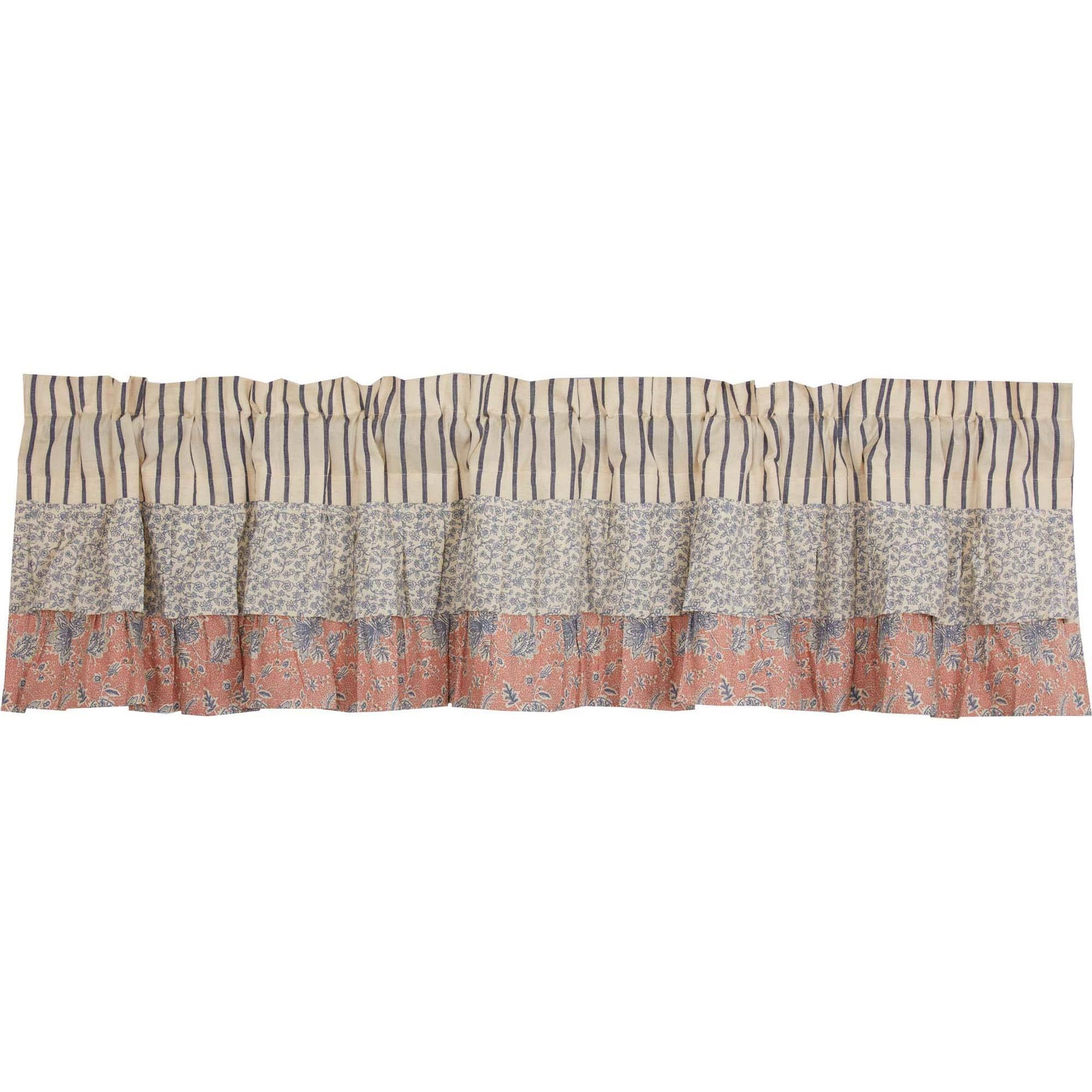 Kaila Blue Stripe Ruffled Lined Valance 72