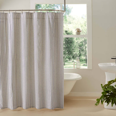 Kaila Blue Stripe Shower Curtain - Primitive Star Quilt Shop