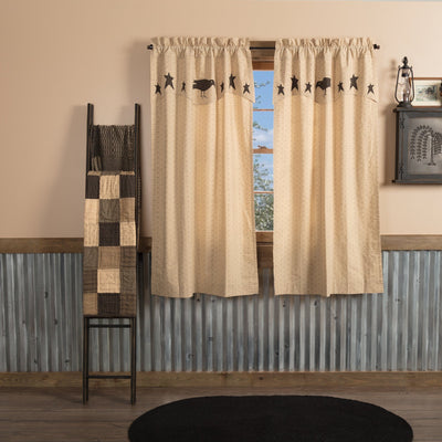 Kettle Grove Lined Short Panels with Attached Applique Valance 63" - Primitive Star Quilt Shop