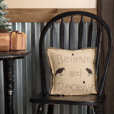 Kettle Grove Believe and Receive Pillow 12" - Primitive Star Quilt Shop