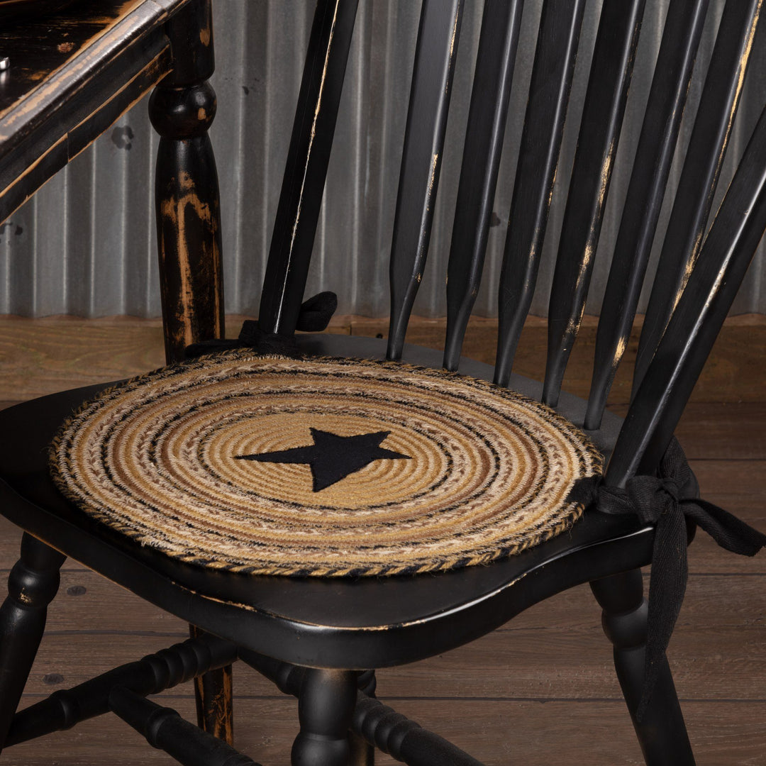 Kettle Grove Applique Star Braided Chair Pad 15 Set of 6