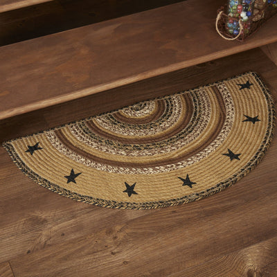 Kettle Grove Stencil Star Half Circle Braided Rug 16.5x33" - Primitive Star Quilt Shop