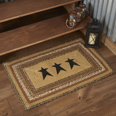 Kettle Grove Stencil Star Rectangle Braided Rug 24x36" - Primitive Star Quilt Shop