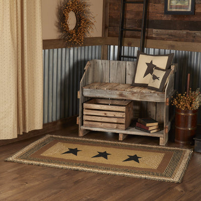 Kettle Grove Stencil Star Rectangle Braided Rug 36x60" with Pad - Primitive Star Quilt Shop