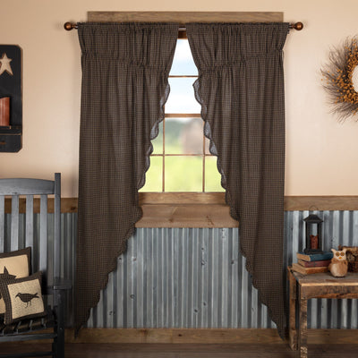 Kettle Grove Scalloped Lined Long Prairie Curtains 84" - Primitive Star Quilt Shop
