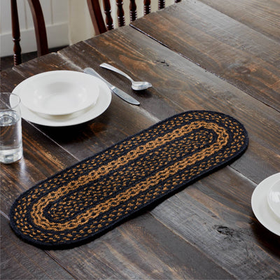 Farmhouse Black and Tan Braided Oval Runner 8x24" - Primitive Star Quilt Shop