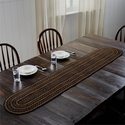 Farmhouse Black and Tan Braided Oval Runner 13x72" - Primitive Star Quilt Shop