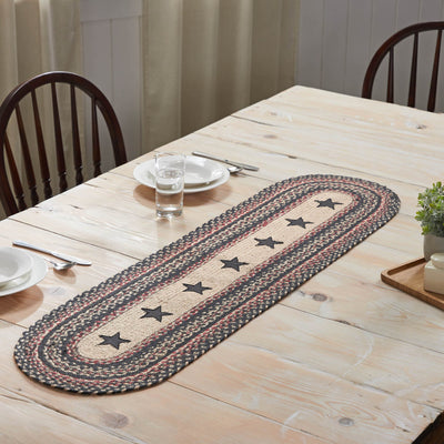 Colonial Star Braided Oval Runner 13x48" - Primitive Star Quilt Shop