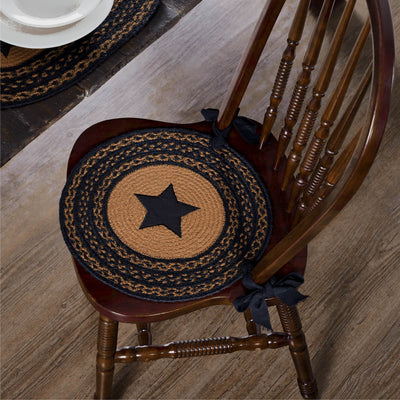 Farmhouse Star Braided Chair Pad 15" - Primitive Star Quilt Shop