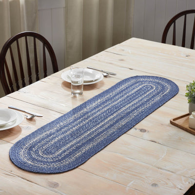 Great Falls Blue Braided Oval Runner 13x48" - Primitive Star Quilt Shop