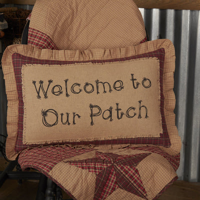 Landon Welcome to Our Patch Pillow 14x22" Filled - Primitive Star Quilt Shop