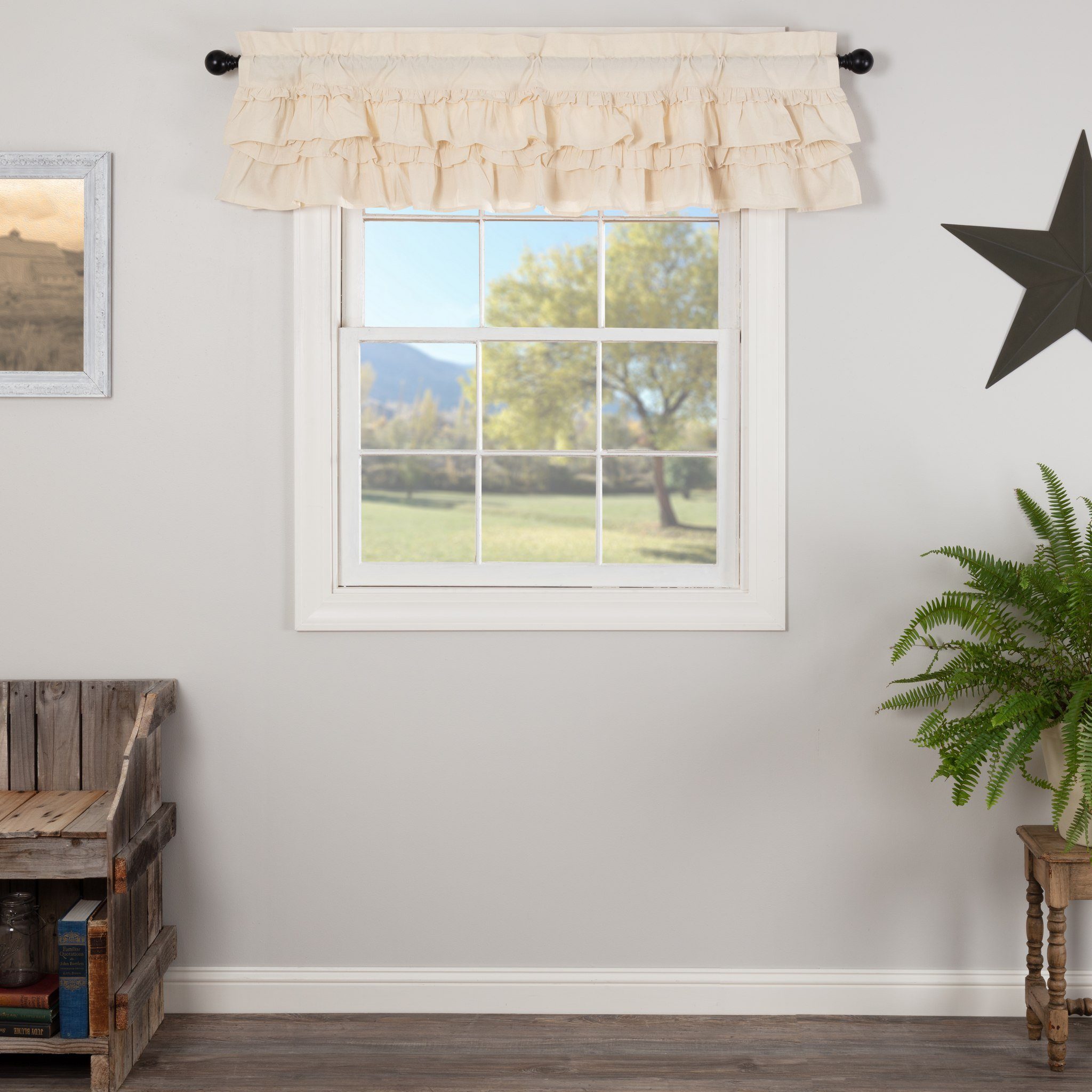 Gray Ruffel Valance Muslin Ruffled Natural Valance 60